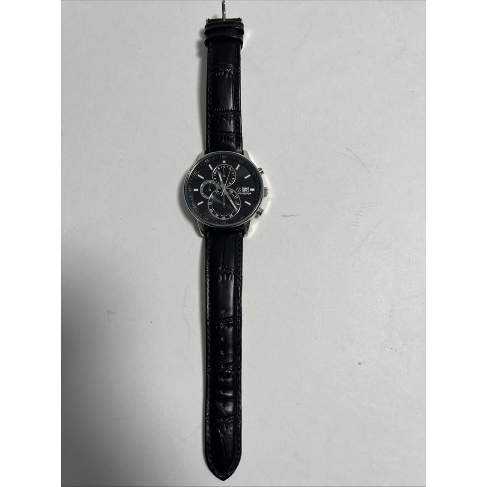 George Men's Watch Black Leather Band Needs New Battery‎